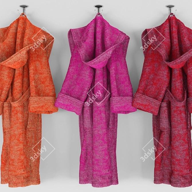 Colorful Women's Bathrobes - On Hook 3D model image 3