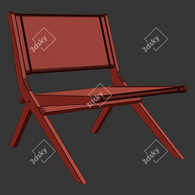 Zara Home Leather Folding Chair 3D model image 2