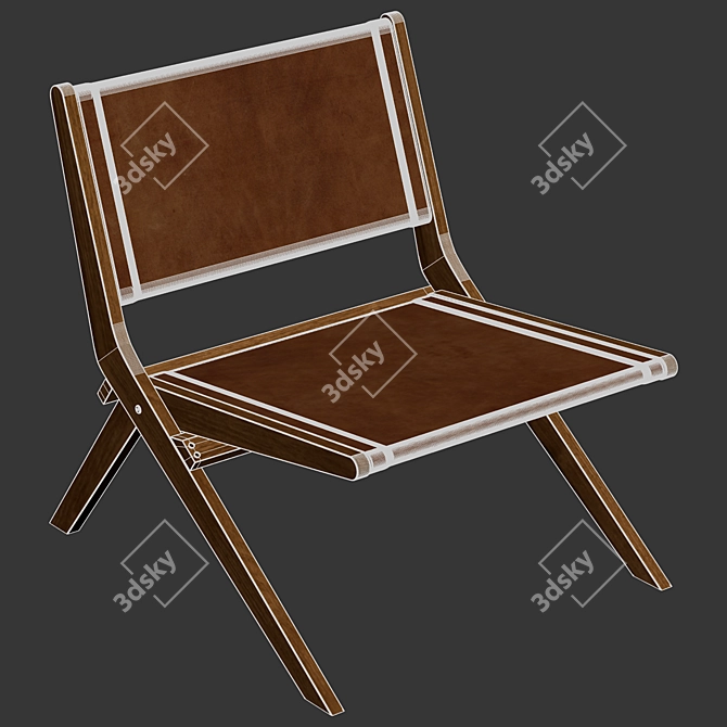 Zara Home Leather Folding Chair 3D model image 6