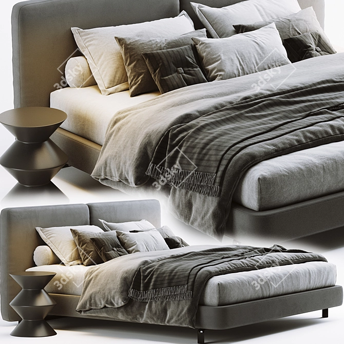Modern Minotti Tatlin Cover Bed 3D model image 2