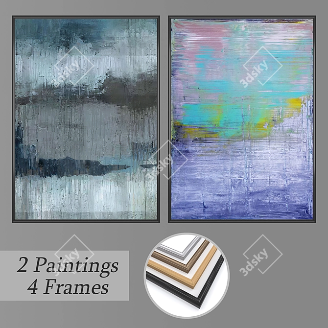 Elegant Wall Art Set with Multiple Frames 3D model image 1