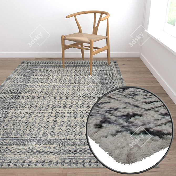 Luxury 3-Piece Carpet Set 3D model image 5