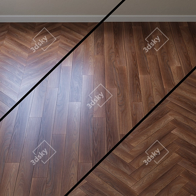 French Oak Chevron Laminate 3D model image 1