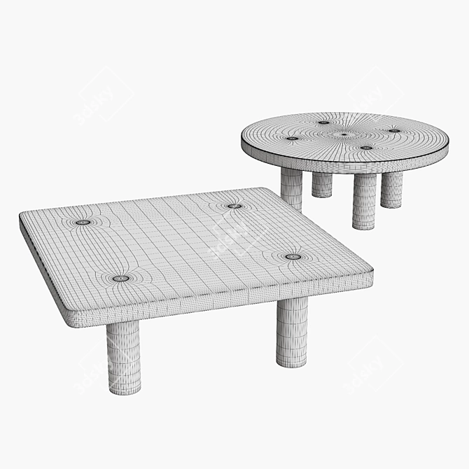 Elegant Stone Column Coffee Table 3D model image 2