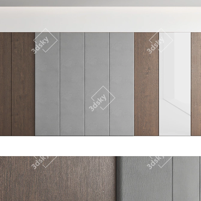 Seamless Wood Texture Wall Panel Set 3D model image 2