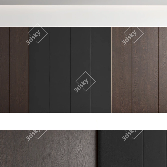 Seamless Wood Texture Wall Panel Set 3D model image 3