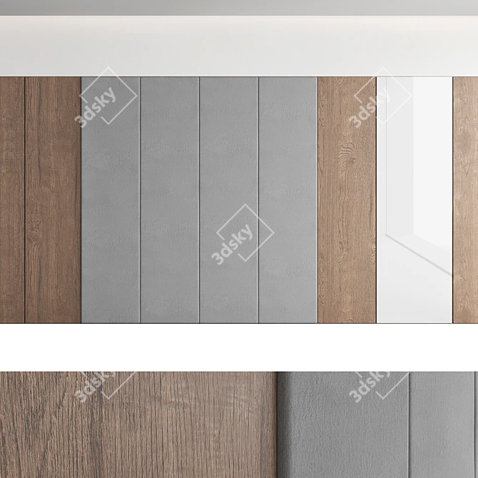 Seamless Wood Texture Wall Panel Set 3D model image 4