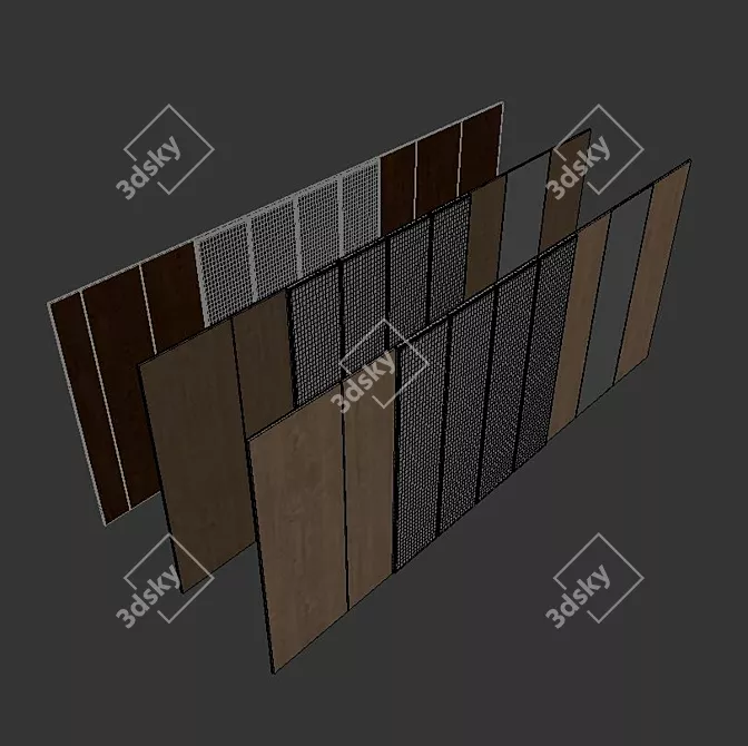 Seamless Wood Texture Wall Panel Set 3D model image 5