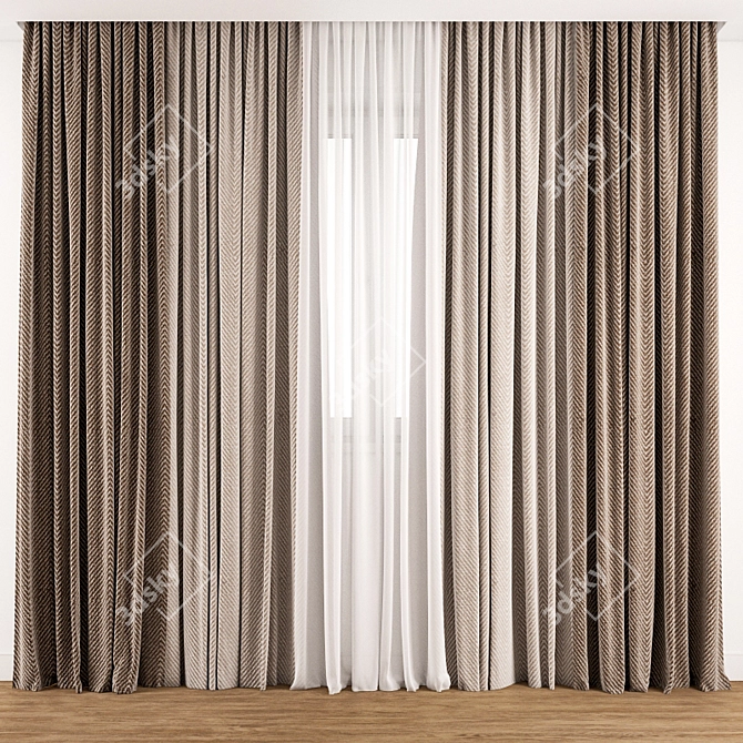 Elegant Curtain Design 3D model image 1