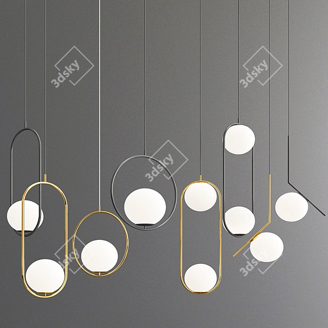 Scandinavian Glass Ball Pendant Lights 3D model image 1