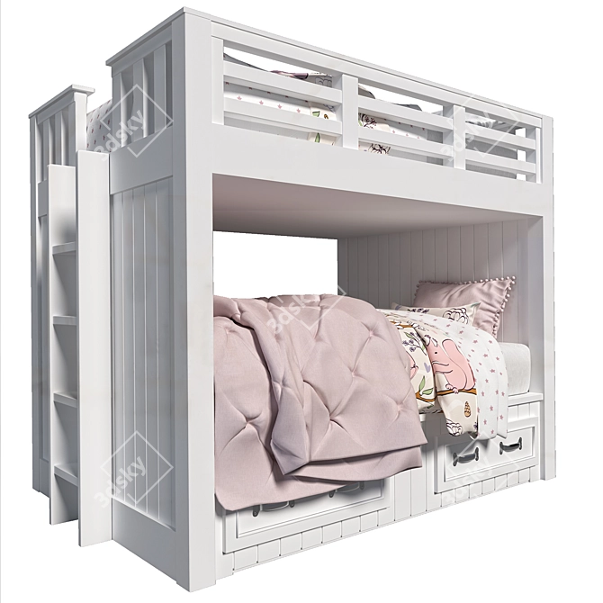 Stylish Belden Full-Over-Full Bunk Bed 3D model image 1