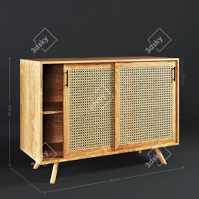 Boho Style Decorative Sideboard - Ready for Closeup Shots 3D model image 1