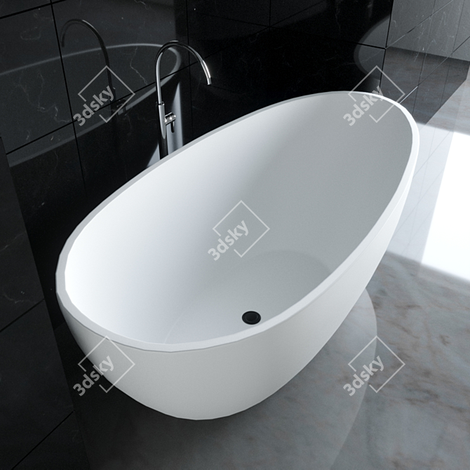 Modern Matte Black and White Bathtub - KKR-B068 3D model image 2