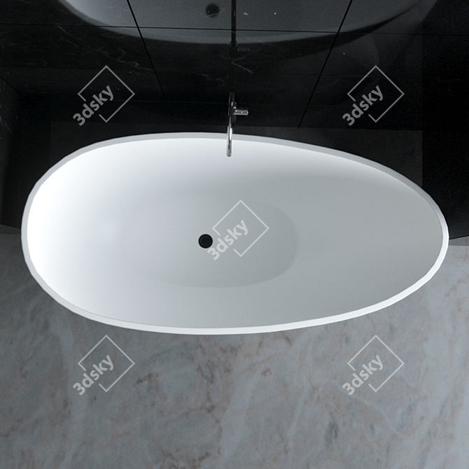 Modern Matte Black and White Bathtub - KKR-B068 3D model image 3