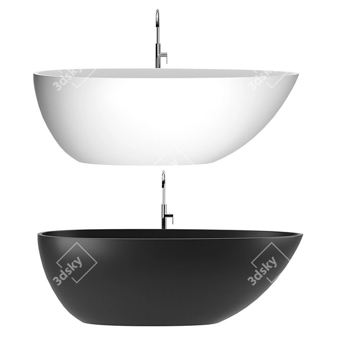 Modern Matte Black and White Bathtub - KKR-B068 3D model image 5