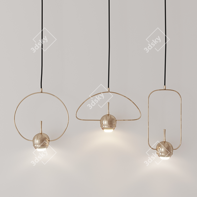 Tollo Gold Pendant Chandelier: Elegant Lighting with LED Bulb 3D model image 5