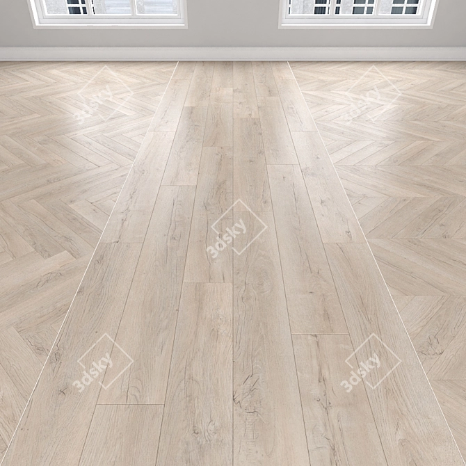 Oak Parquet Flooring: Herringbone, Linear, Chevron 3D model image 1