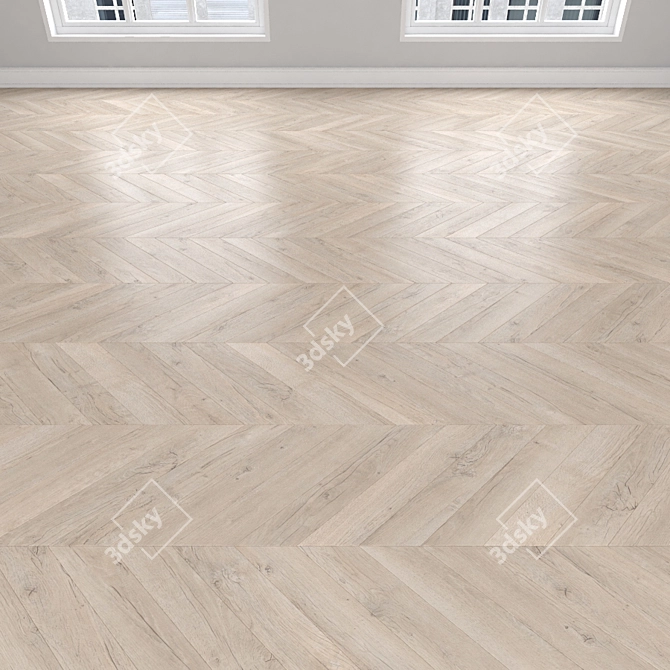 Oak Parquet Flooring: Herringbone, Linear, Chevron 3D model image 4