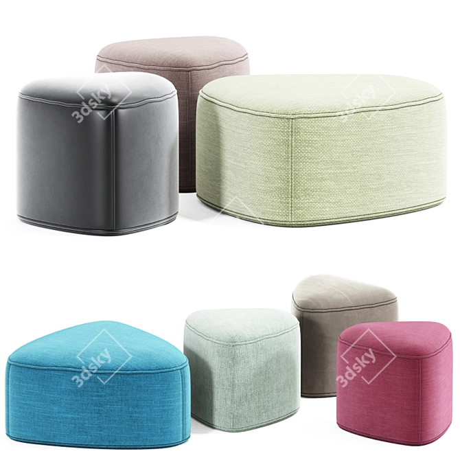 Luxury Pebble Ottoman Collection 3D model image 2