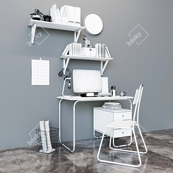 "Bauhaus" Work Table - Sleek and Functional 3D model image 5