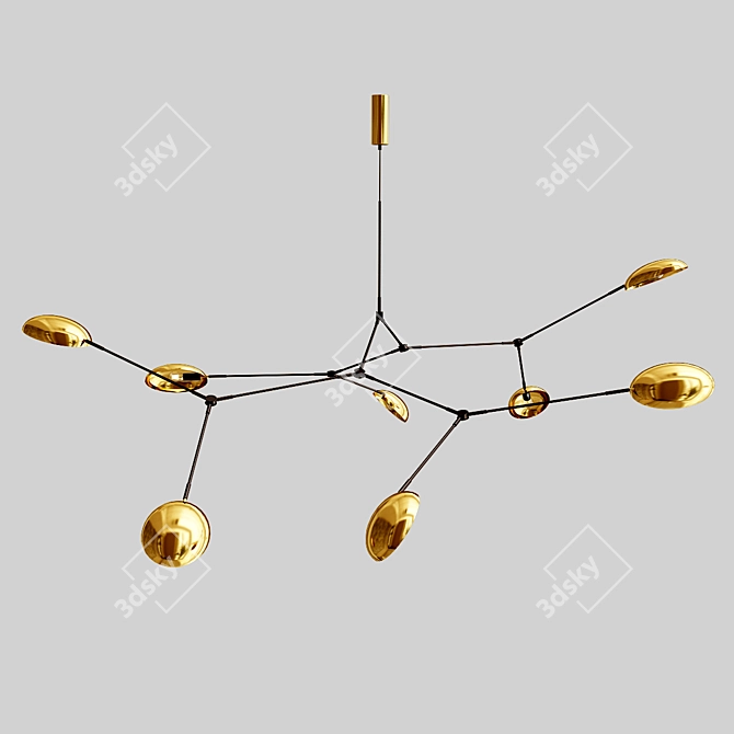 Elegant Brass Drop Chandelier 3D model image 5