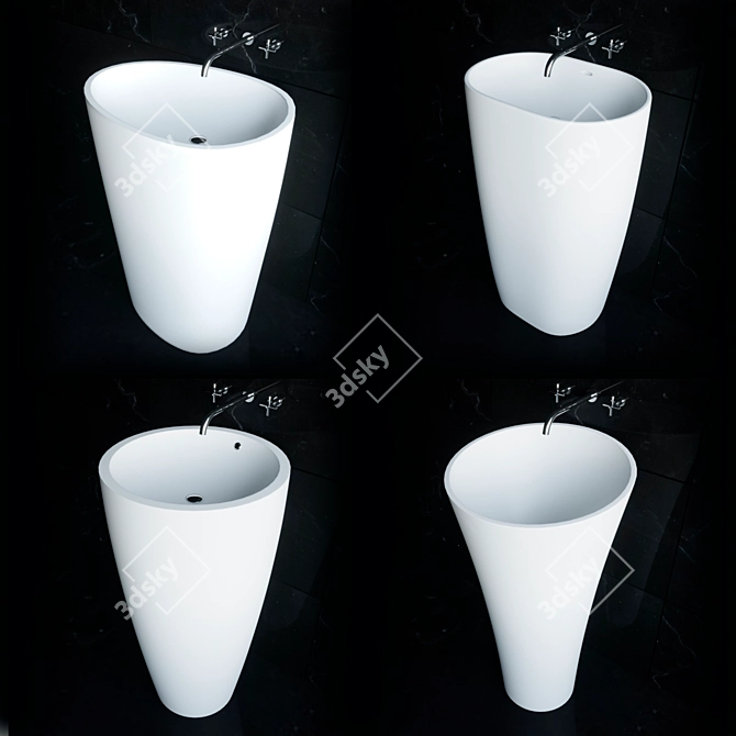 KKR Washbasin Set: Modern Matte/Glossy Design 3D model image 1