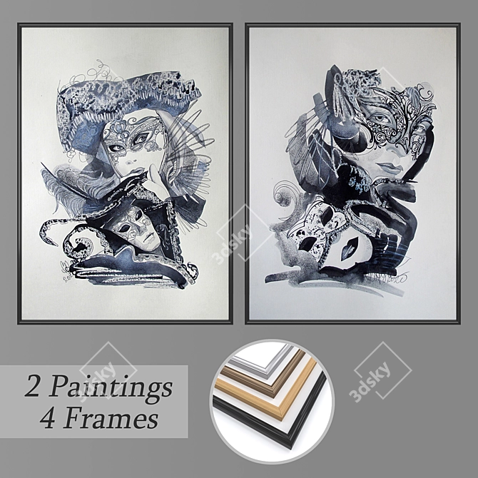 Elegant Wall Art Collection: Set 1846 3D model image 1