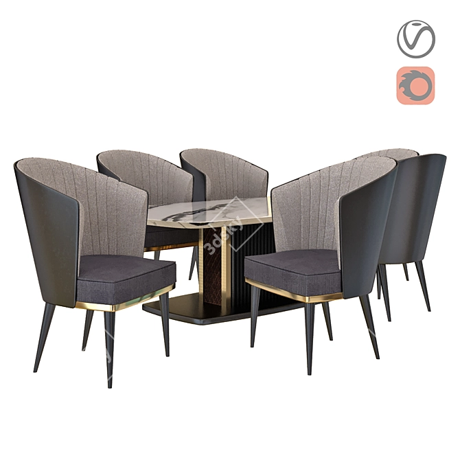 Elegant 4-Piece Home Dining Chair Set 3D model image 1