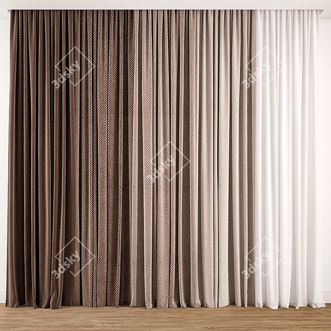 Detailed Curtain Model - 3ds max & Obj 3D model image 1