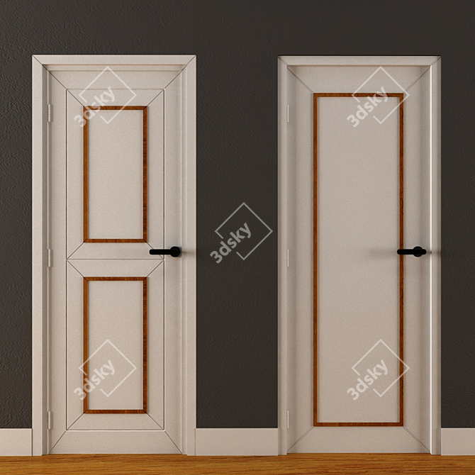 Vintage Solid Wood Door 3D model image 1