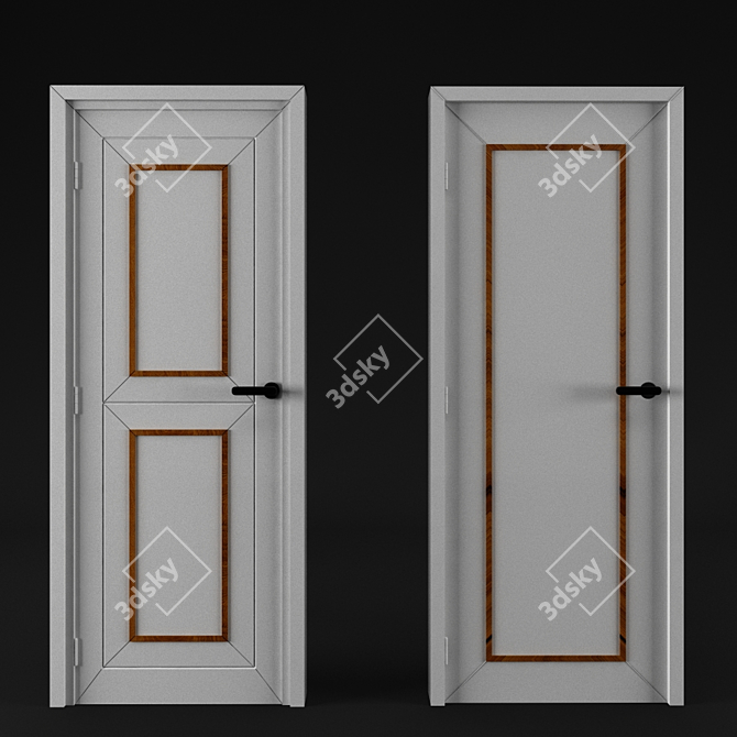 Vintage Solid Wood Door 3D model image 2