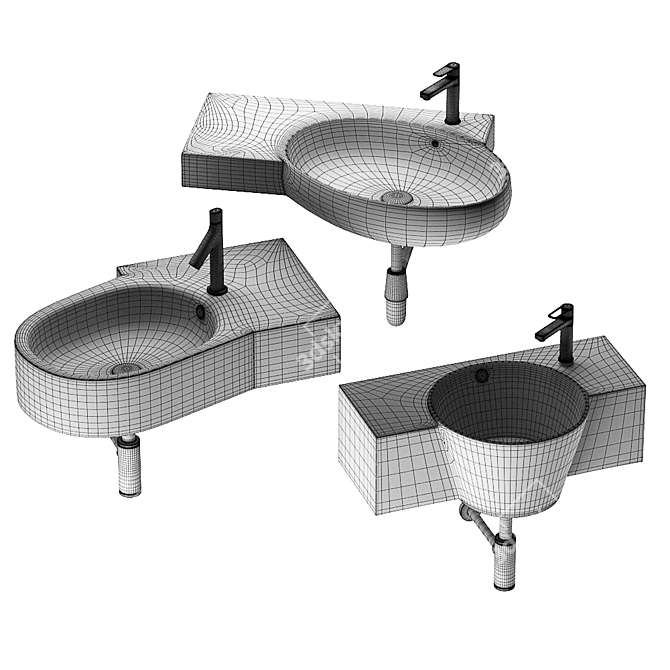 15-Piece Wash Basin Set: Elegant and Functional 3D model image 2