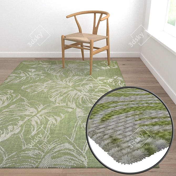 Elegant Carpets Set with Frames 3D model image 5
