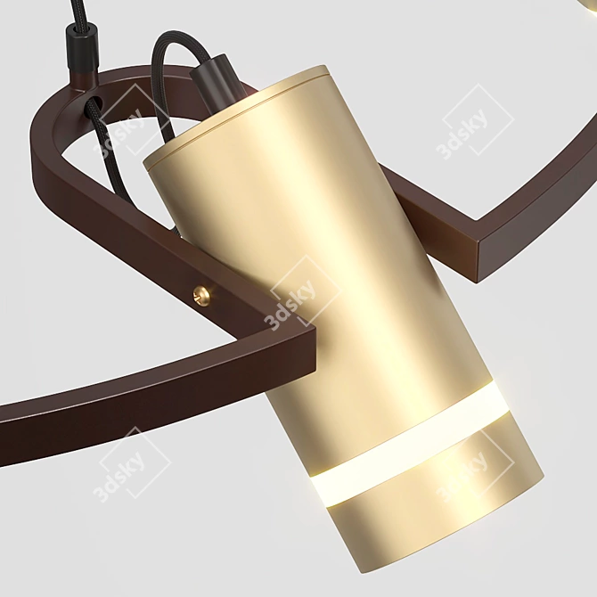 Sleek Golden Brown Chandelier (6-Light) 3D model image 3