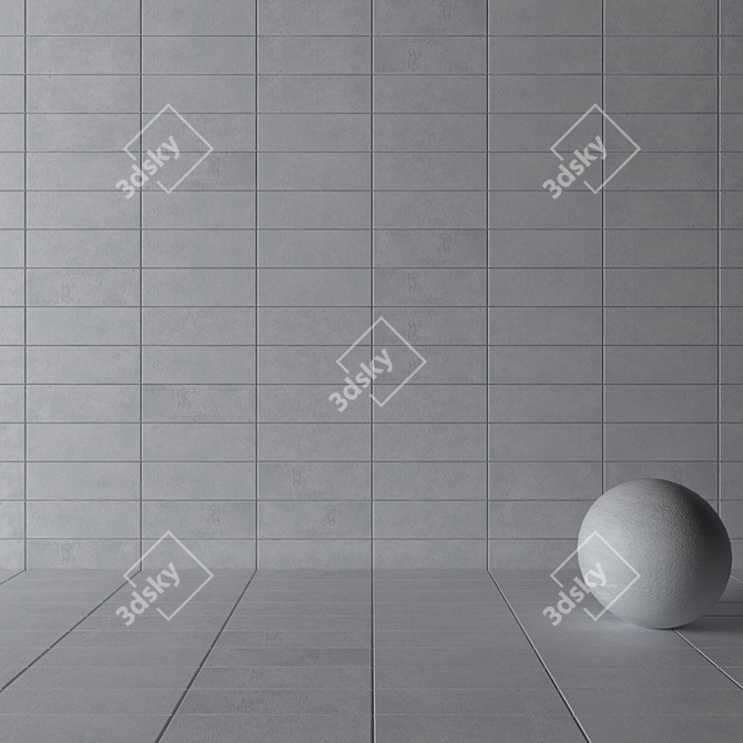 Suite Grey Concrete Wall Tiles 3D model image 3