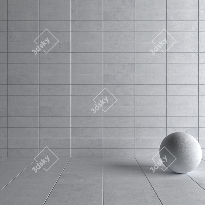 Suite Grey Concrete Wall Tiles 3D model image 4