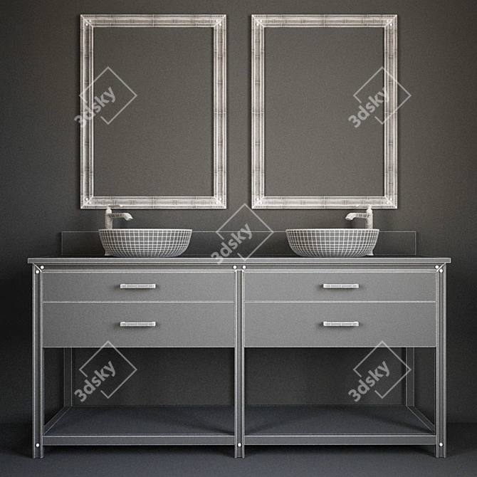 Rustic Acacia Double Vanity 3D model image 2