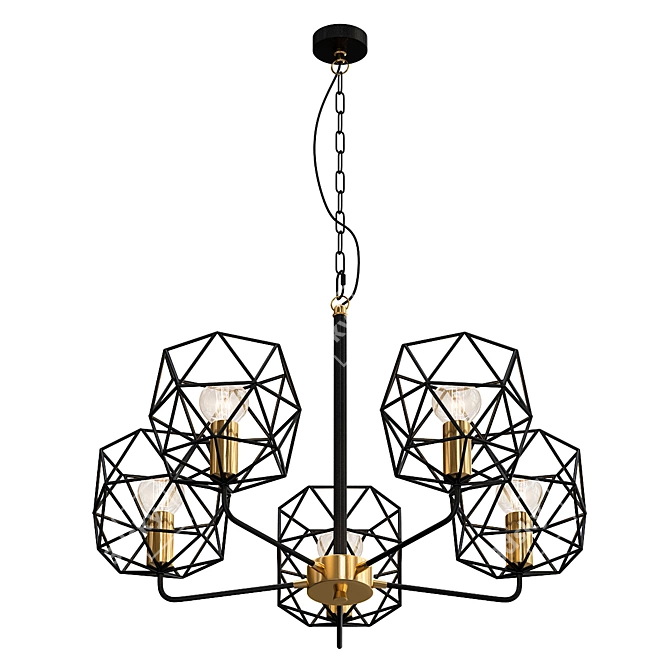 Industrial Geometric Pendant Light 3D model image 1