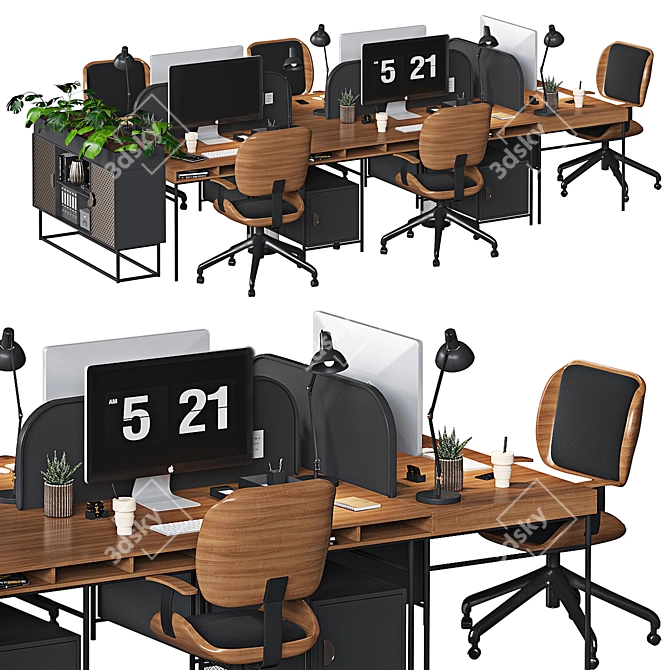 Modern Office Furniture Set 3D model image 1