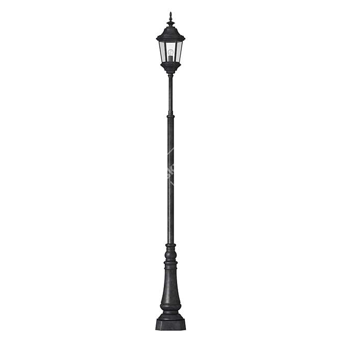 Elegant Wrought Iron Street Lamp 3D model image 1