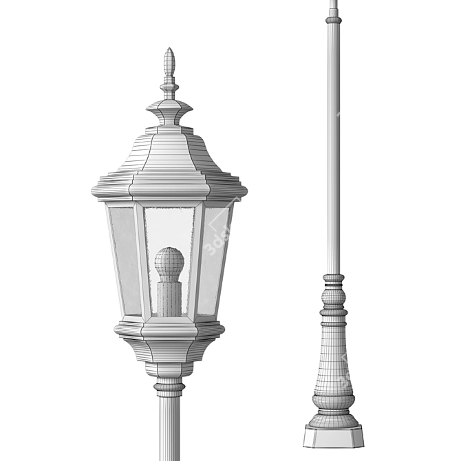 Elegant Wrought Iron Street Lamp 3D model image 3