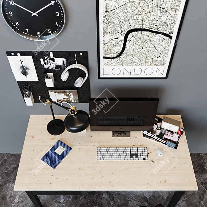 ARKELSTORP Writing Desk, Black - Stylish and Functional Workspace Solution 3D model image 4