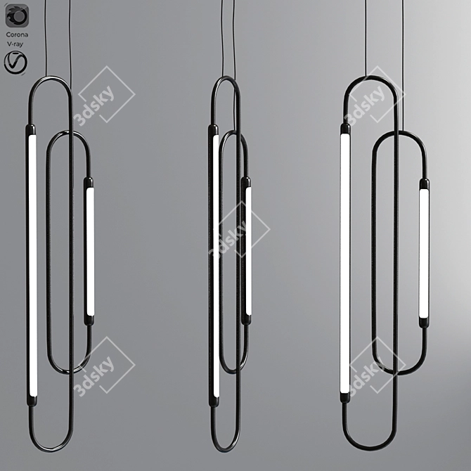 Sleek Link LED Pendant Light 3D model image 3