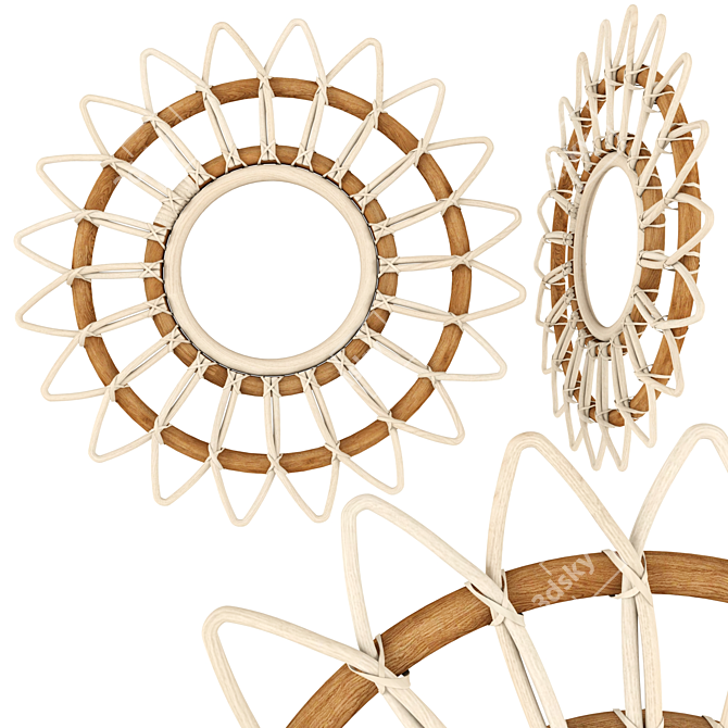 Rattan Mirror Set: Creative Style 3D model image 2