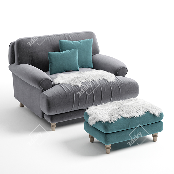 Title: Cozy Slowcoach Armchair Set 3D model image 2