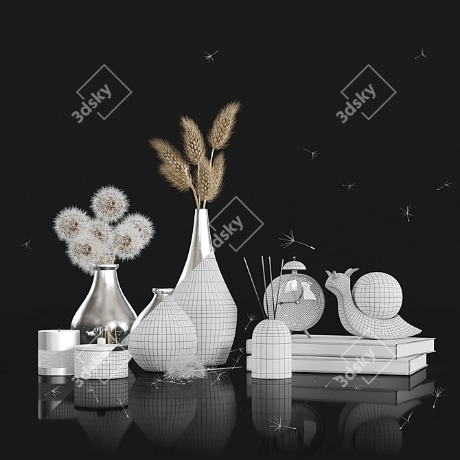 Whimsical Dandelion Decor Set 3D model image 5