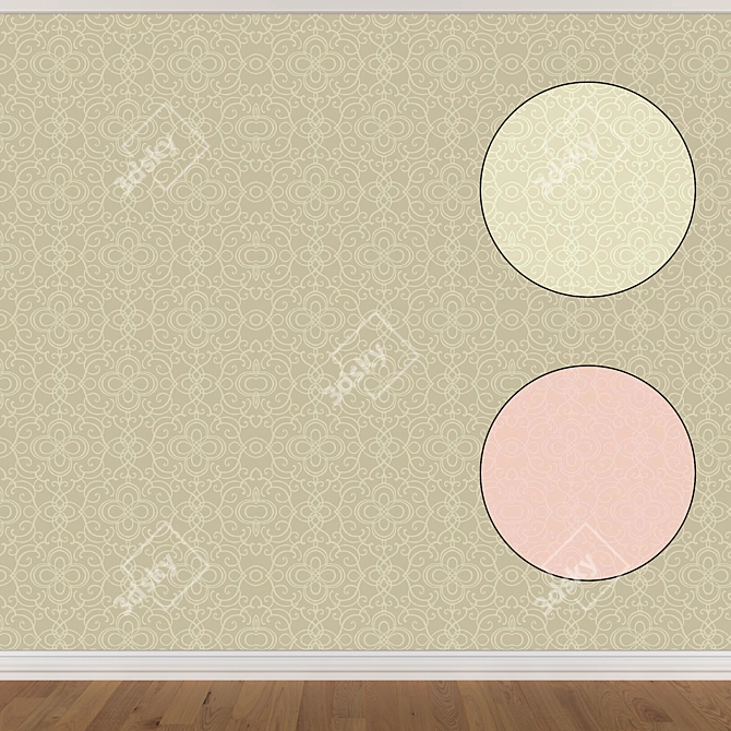 Seamless Wallpaper Set with 3 Colors 3D model image 1