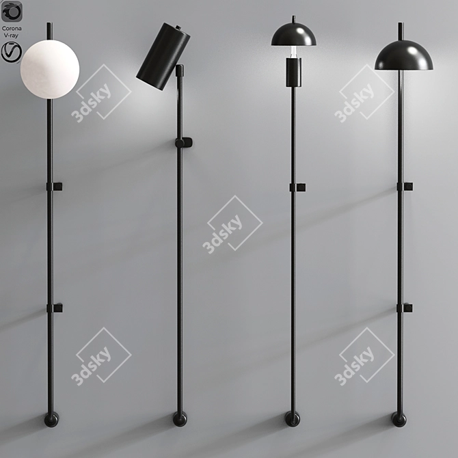 Sleek Wall Scone - Modern Illumination 3D model image 1