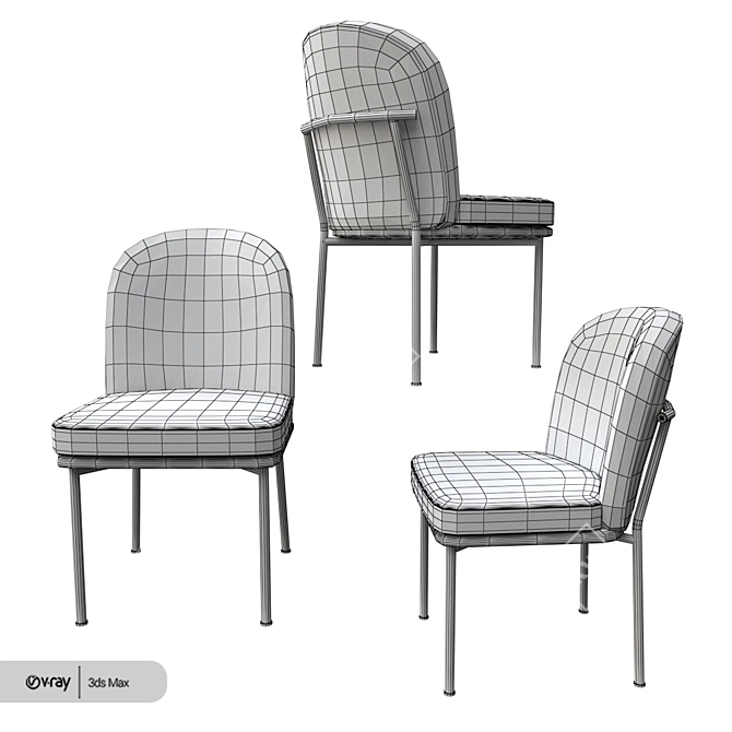 Sleek Jack Metal Dining Chair 3D model image 3