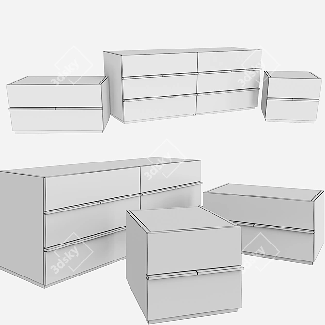 Minimalist Chest of Drawers AKI 3D model image 2